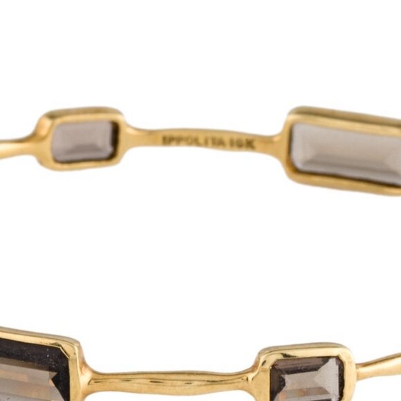 IPPOLITA 18K 750 YELLOW GOLD SMOKY QUARTZ GELATO 8-STONE BANGLE BRACELET - Picture 6 of 10